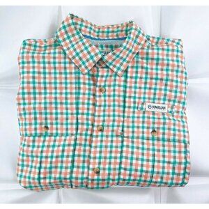 Magellan Mens Sz L Fish Gear Mag Wick Checkered Button Up Shirt Vented Back